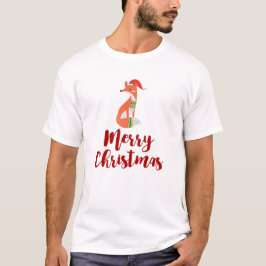 Schattigee Oranje vos in rode kerstmuts vrolijk ke T-shirt
