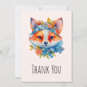 Schattigee Oranje vos met bloemenkroon Bedankkaart (Voorkant)