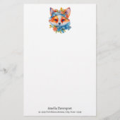 Schattigee Oranje vos met bloemenkroon Briefpapier (Voorkant)
