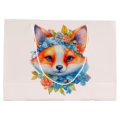 Schattigee Oranje vos met bloemenkroon Groot Cadeauzakje (Achterkant)