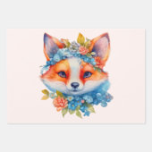 Schattigee Oranje vos met bloemenkroon Inpakpapier Vel (Voorkant 2)