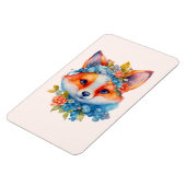 Schattigee Oranje vos met bloemenkroon Magneet (Linkerzijde)