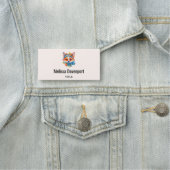 Schattigee Oranje vos met bloemenkroon Naamplaatje (In situ)