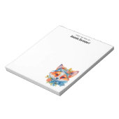 Schattigee Oranje vos met bloemenkroon Notitieblok (Linkerzijde)