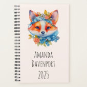 Schattigee Oranje vos met bloemenkroon Planner (Voorkant)