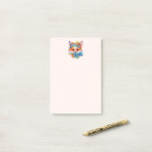 Schattigee Oranje vos met bloemenkroon Post-it® Notes (Op bureau)