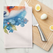 Schattigee Oranje vos met bloemenkroon Theedoek (Quarter Fold)