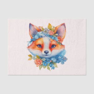 Schattigee Oranje vos met bloemenkroon Tissuepapier