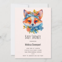 Schattigee Oranje vos met Floral Crown Baby shower