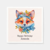 Schattigee Oranje vos met Floral Crown Verjaardag