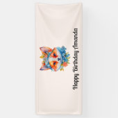 Schattigee Oranje vos met Floral Crown Verjaardag Spandoek (Verticaal)