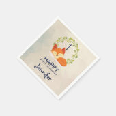 Schattigee Oranje vos met groene bladeren krans Ve Servet (Hoek)