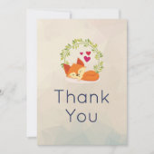 Schattigee Oranje vos met krans en harten dank u Bedankkaart (Voorkant)