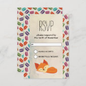 Schattigee Oranje vos met krans verjaardag RSVP Kaart (Voorkant / Achterkant)