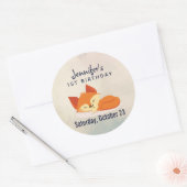 Schattigee Oranje vos slapen verjaardag Ronde Sticker (Envelop)
