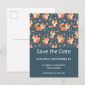 Schattigee Oranje vospatroon Sla de datum op Uitnodiging Briefkaart (Voorkant / Achterkant)