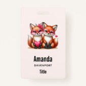 Schattigee Oranje vossen in de liefde Badge (Voorkant)