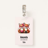 Schattigee Oranje vossen in de liefde Badge (Achterkant met clip)