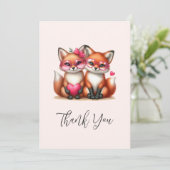 Schattigee Oranje vossen in de liefde Bedankkaart (Staand voorkant)
