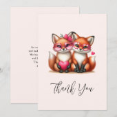 Schattigee Oranje vossen in de liefde Bedankkaart (Voorkant / Achterkant)