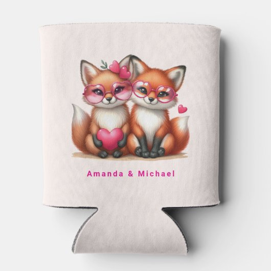 Schattigee Oranje vossen in de liefde Blikjeskoeler (Achterkant)