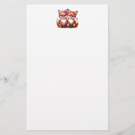 Schattigee Oranje vossen in de liefde Briefpapier (Voorkant)