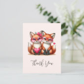 Schattigee Oranje vossen in de liefde Dank u Briefkaart (Staand voorkant)