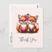 Schattigee Oranje vossen in de liefde Dank u Briefkaart (Voorkant / Achterkant)