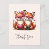 Schattigee Oranje vossen in de liefde Dank u Briefkaart (Voorkant)