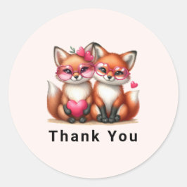 Schattigee Oranje vossen in de liefde Dank u Ronde Sticker