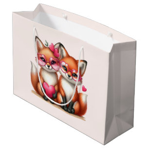 Schattigee Oranje vossen in de liefde Groot Cadeauzakje