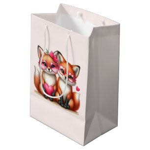 Schattigee Oranje vossen in de liefde Medium Cadeauzakje