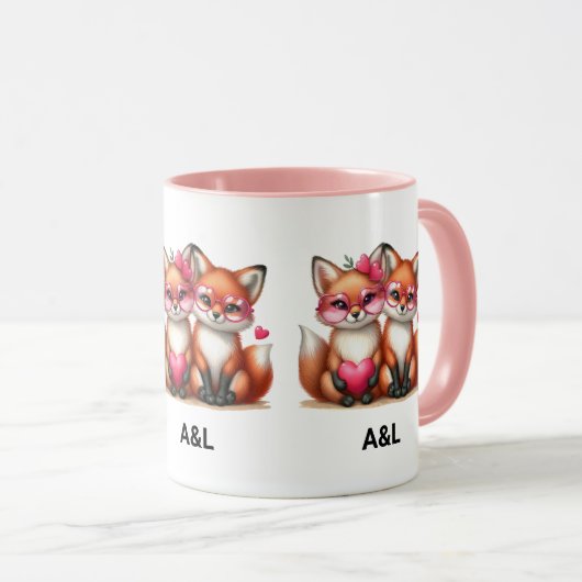 Schattigee Oranje vossen in de liefde Mok (Voorkant rechts)