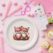 Schattigee Oranje vossen in de liefde Papieren Bordje (Feest)