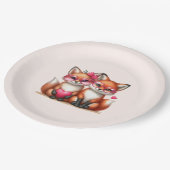 Schattigee Oranje vossen in de liefde Papieren Bordje (Gekanteld)