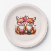 Schattigee Oranje vossen in de liefde Papieren Bordje (Voorkant)