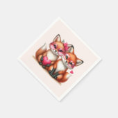 Schattigee Oranje vossen in de liefde Servet (Hoek)