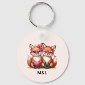 Schattigee Oranje vossen in de liefde Sleutelhanger (Achterkant)