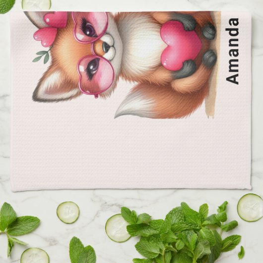 Schattigee Oranje vossen in de liefde Theedoek (Gevouwen)