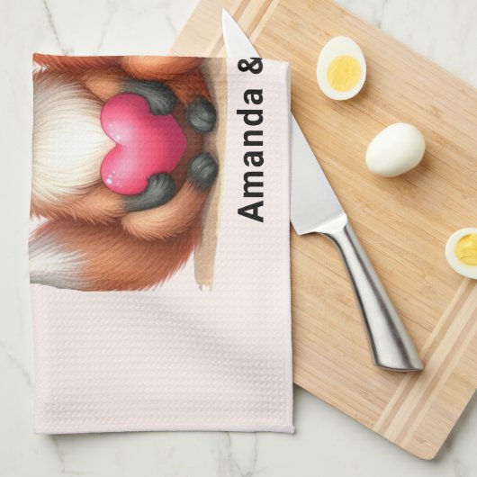 Schattigee Oranje vossen in de liefde Theedoek (Quarter Fold)