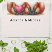 Schattigee Oranje vossen in de liefde Theedoek (Gevouwen)