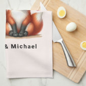 Schattigee Oranje vossen in de liefde Theedoek (Quarter Fold)