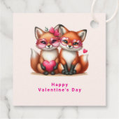 Schattigee Oranje vossen in de liefde Valentijnsda Bedankjes Labels (Achterkant)