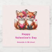 Schattigee Oranje vossen in de liefde Valentijnsda Bier Etiket (Enkel label)