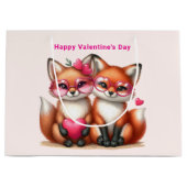 Schattigee Oranje vossen in de liefde Valentijnsda Groot Cadeauzakje (Voorkant)