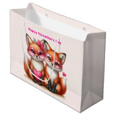 Schattigee Oranje vossen in de liefde Valentijnsda Groot Cadeauzakje (Voorkant Gekanteld)