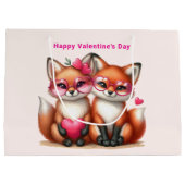 Schattigee Oranje vossen in de liefde Valentijnsda Groot Cadeauzakje (Achterkant)