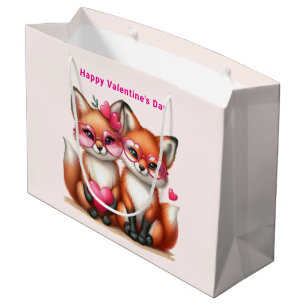 Schattigee Oranje vossen in de liefde Valentijnsda Groot Cadeauzakje