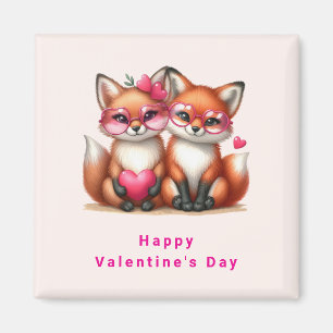 Schattigee Oranje vossen in de liefde Valentijnsda Magneet