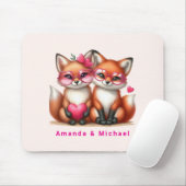 Schattigee Oranje vossen in de liefde Valentijnsda Muismat (Met muis)